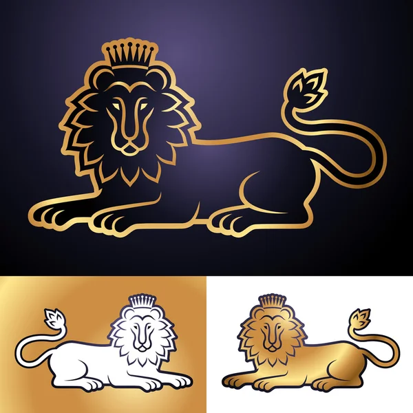 躺在皇冠的狮子 — 图库矢量图片