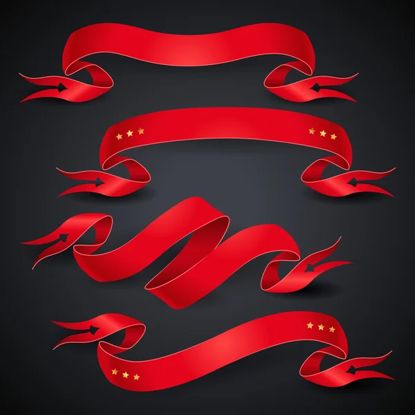 Elegant red ribbons — Stock Vector