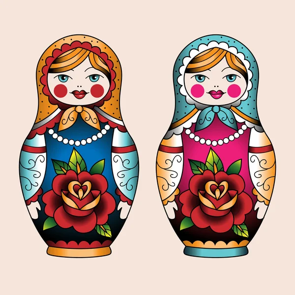 Muñecas rusas anidando — Vector de stock