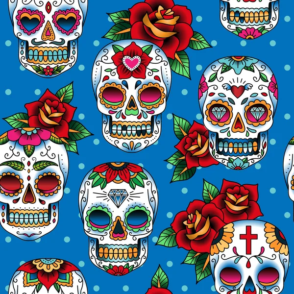 Seamless pattern with skulls — Stock Vector