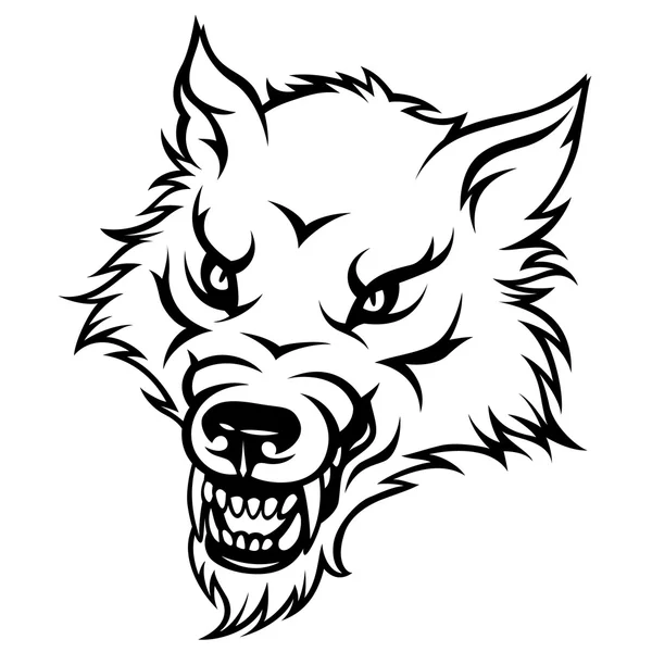 Hoofd van agressieve wolf — Stockvector