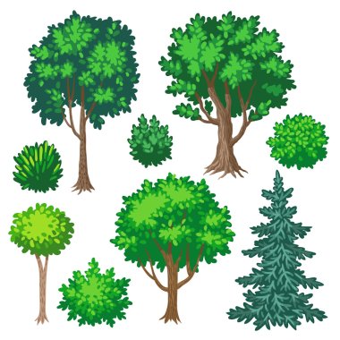 Cartoon trees and shrubs clipart