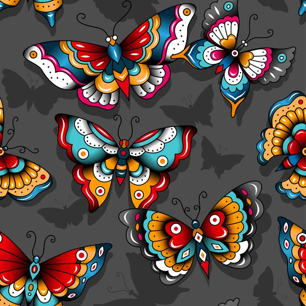 Mariposas de la vieja escuela — Vector de stock