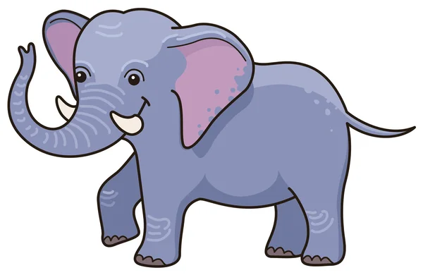 Lindo elefante de dibujos animados — Vector de stock