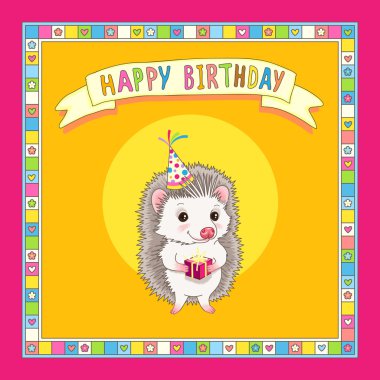 Doğum günü partisi kartı için şirin şablon