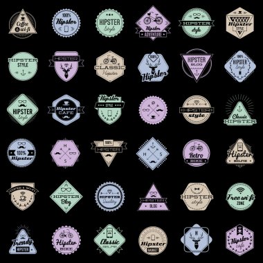 Vintage hipster simgeler tarz