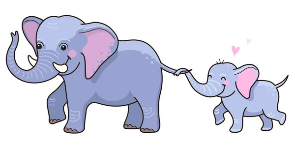 Γελοιογραφία ελέφαντα με cub — Διανυσματικό Αρχείο