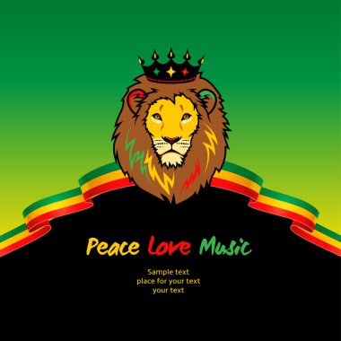 Aslan başı ile Rastafarian arka plan