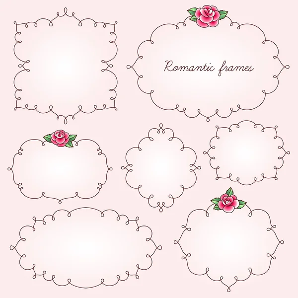 Frames met bloemen voor bruiloft kaart — Stockvector