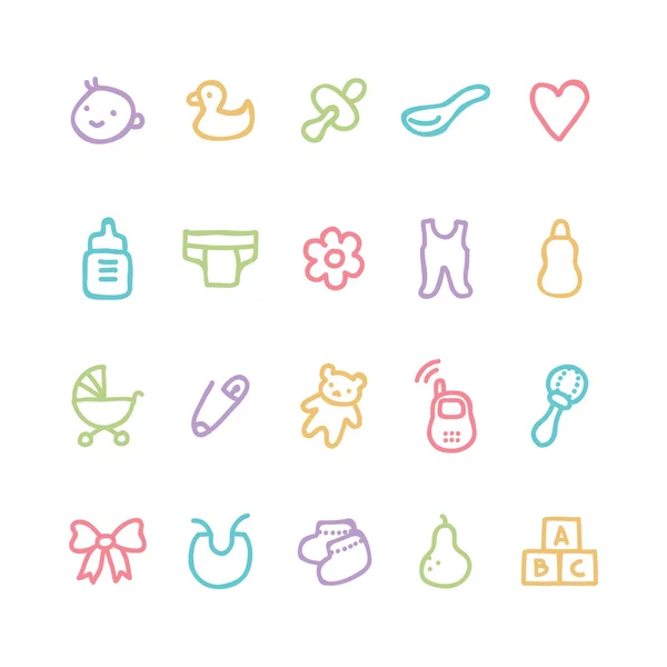 Conjunto de iconos bebé lindo — Vector de stock