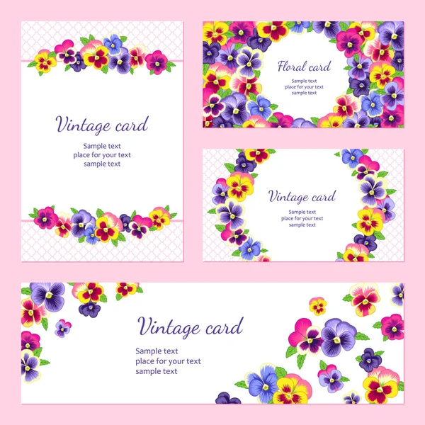 Tarjetas florales vintage — Vector de stock