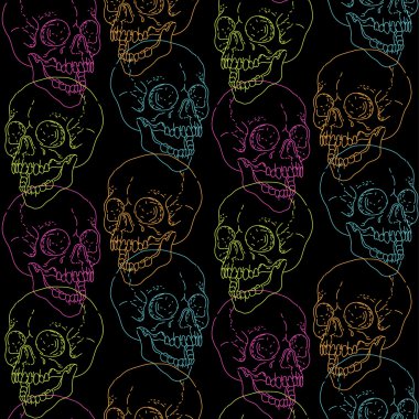 Renk insan kafatasları desen