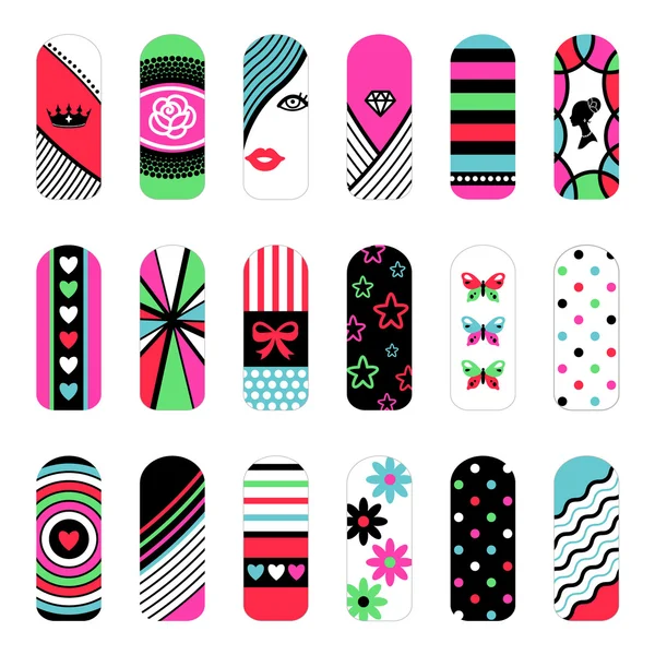 Set of nail stickers — Stock Vector