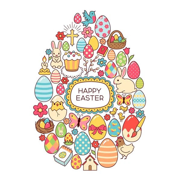 Card with Easter symbols — Stock Vector