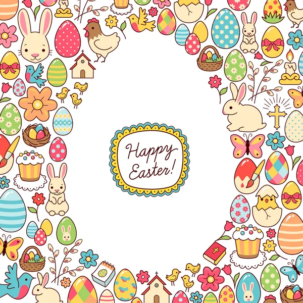 Card with Easter symbols — Stock Vector