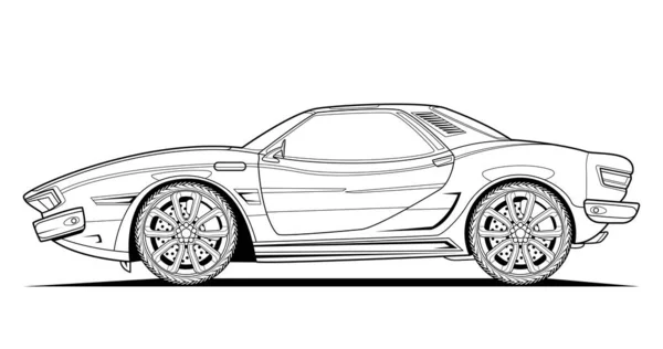Vector Γραμμή Τέχνη Πρωτότυπο Αυτοκίνητο Εικονογράφηση Μαύρο Περίγραμμα Σκίτσο Απεικονίζουν — Διανυσματικό Αρχείο