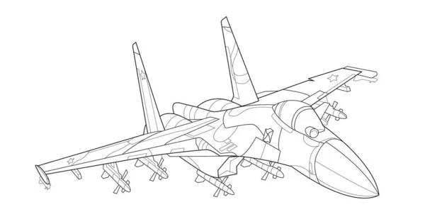 Coloriage Avion Militaire Adulte Pour Livre Dessin Avion Avion Guerre — Image vectorielle