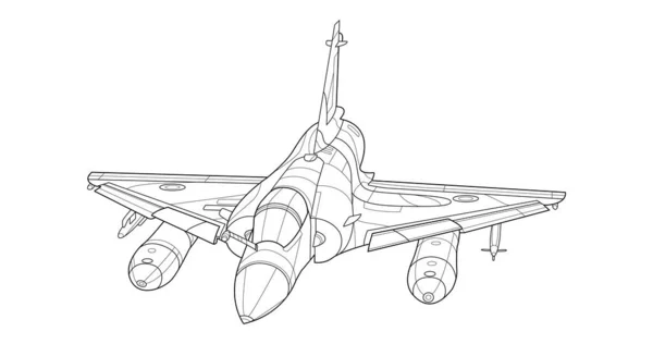 Coloriage Jet Militaire Adulte Pour Livre Dessin Avion Avion Illustration — Image vectorielle