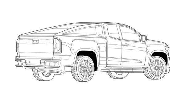 Vektorové Auto Koncepce Designu Černý Obrys Vozidla Kresba Ilustrace Izolované — Stockový vektor