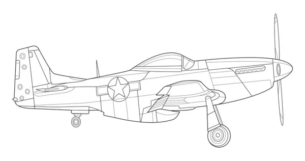 Aviones Militares Adultos Para Colorear Página Para Libro Dibujo Avión — Archivo Imágenes Vectoriales