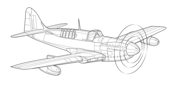 Adult Military Aircraft Coloring Page Book Drawing Airplane War Plane — Stock Vector