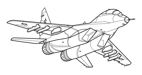 Adult Military Aircraft Coloring Page Book Drawing Airplane War Plane — Stock Vector