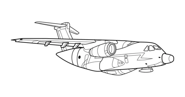 Erwachsene Militärflugzeuge Malseite Für Buch Und Zeichnung Flugzeug Kriegsflugzeug Vektorillustration — Stockvektor