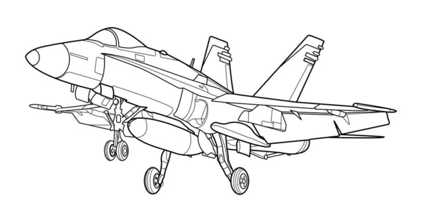 Página Para Colorir Aeronaves Militares Adultas Para Livro Desenho Avião —  Vetores de Stock