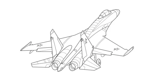 Coloriage Avion Militaire Adulte Pour Livre Dessin Illustration Vectorielle Avion — Image vectorielle