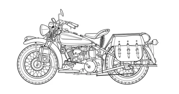 Página Clássica Colorir Ilustração Vetorial Motocicleta Para