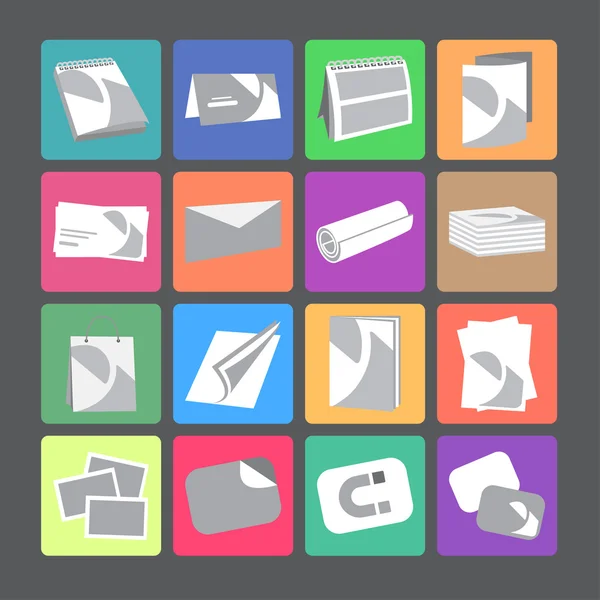 Conjunto de iconos planos web de imprenta — Vector de stock