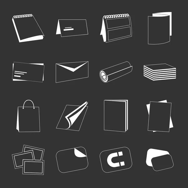 Impresión web monocromo conjunto de iconos blancos — Vector de stock