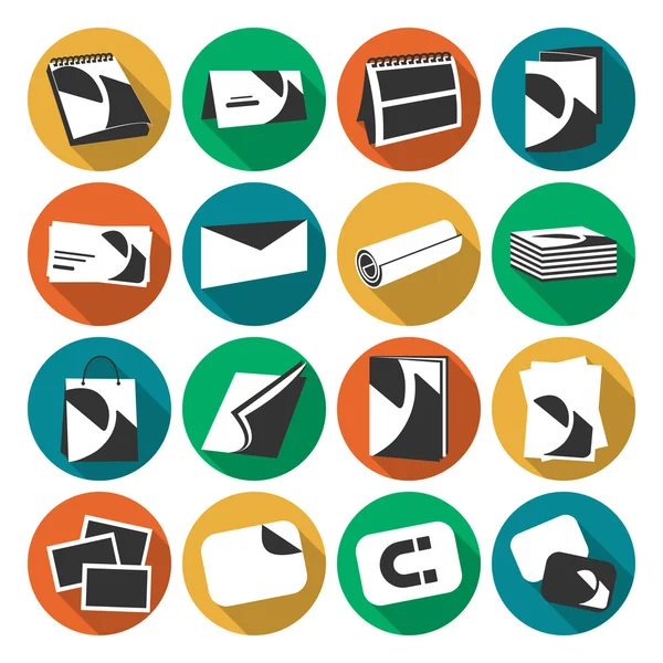 Printing house web flat color icons set — Stock Vector