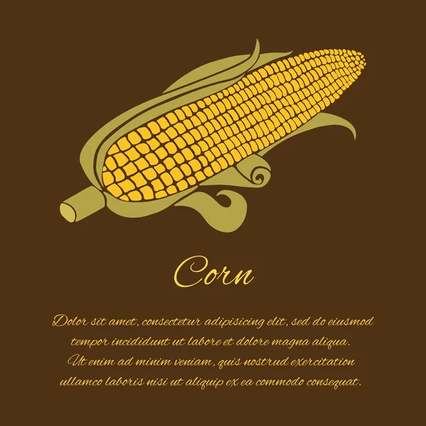 Cartão de saudação de milho no fundo escuro — Vetor de Stock