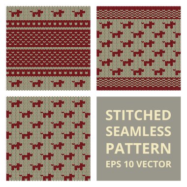 Kumaş dikişli arka plan deseni ile köpek silüeti