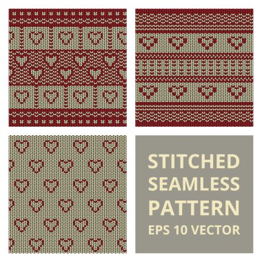 Kumaş dikişli arka plan deseni ile aşk kalp