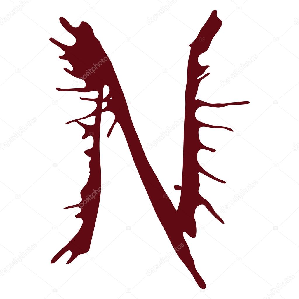 Dripping Blood Ink Fonts The Letter N. — Stock Vector © Artmelnikov