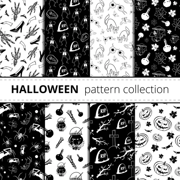 Cadılar Bayramı sembolleri vektör desen koleksiyonu