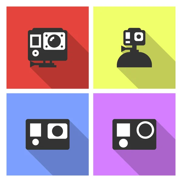 Video camera vector vlakke stijl illustratie handelingenset — Stockvector