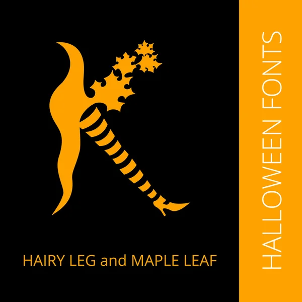 Cadılar Bayramı Alfabe harf K oluşur cadı bacak ve akçaağaç yaprağı