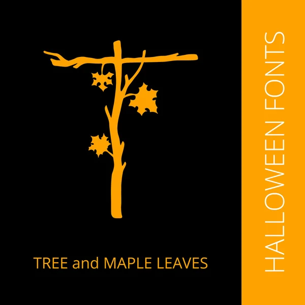 Cadılar Bayramı alfabesi harfi T oluşur ağaç ve akçaağaç yaprakları