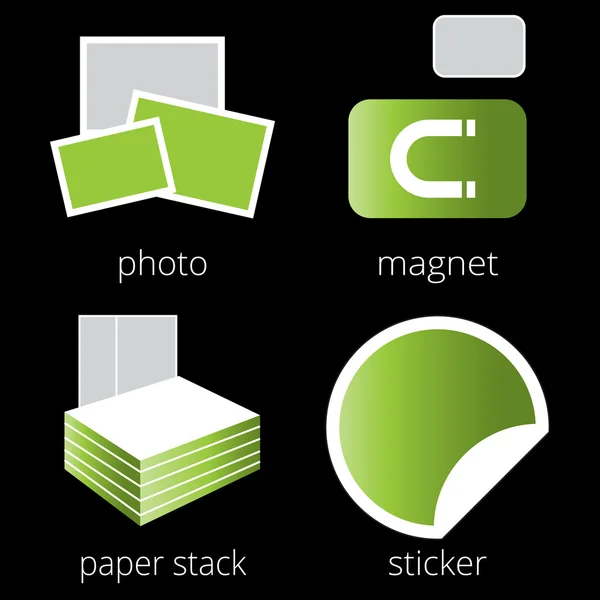 Servicios de imprenta set de iconos verdes. Parte 5 — Vector de stock