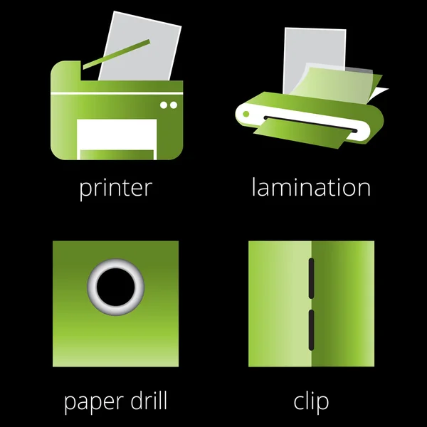 Baskı Dükkanı yeşil Icons set Hizmetleri. Bölüm 6