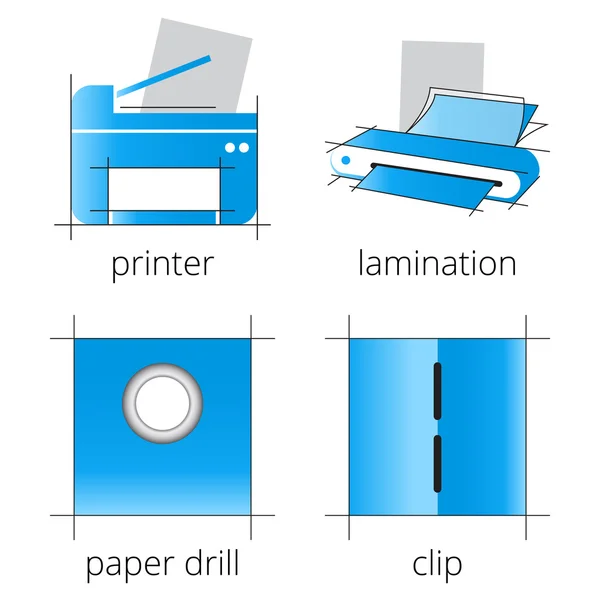 Serviços de impressão conjunto de ícones azuis. Parte 6 —  Vetores de Stock
