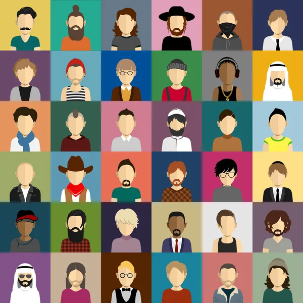 Erkekler ve çocuklar ile düz tarzda insanlar Icons set