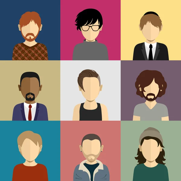 Erkekler ve çocuklar ile düz tarzda insanlar Icons set