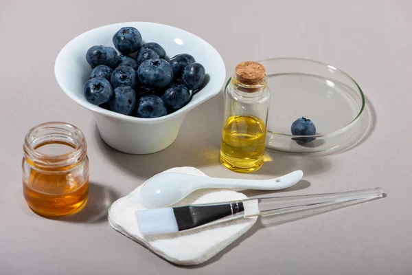 Blueberry Face Mask Ingredients Diy Homemade Natural Skin Care Product — Stock Photo, Image