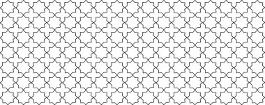 Siyah ve beyaz olarak tekrarlanan sekiz nokta yıldız geometrisi ile en az pürüzsüz desen. Duvar kağıdı, tekstil, ambalaj veya markalaşma için mükemmel dekoratif arkaplan