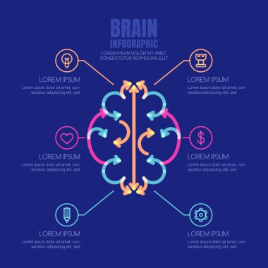 Vector brain infographics design template and icons set.