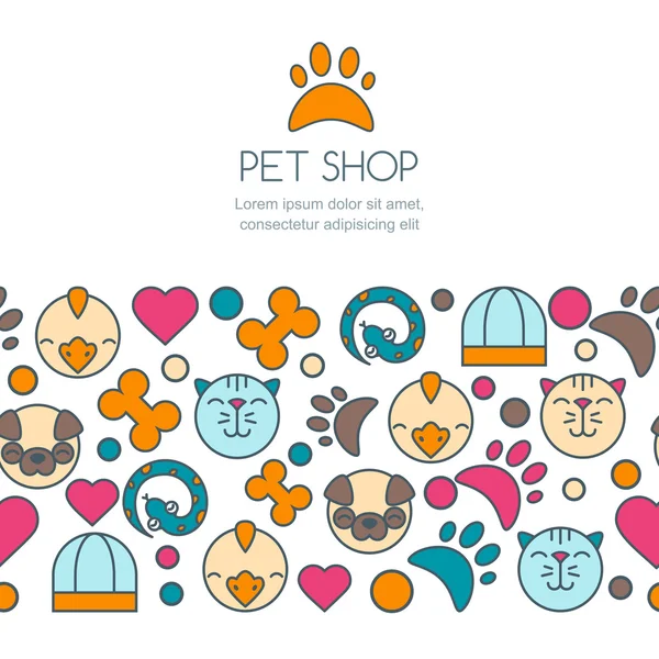 Trendy concept for pet shop, pets care and grooming, veterinary — Stockový vektor